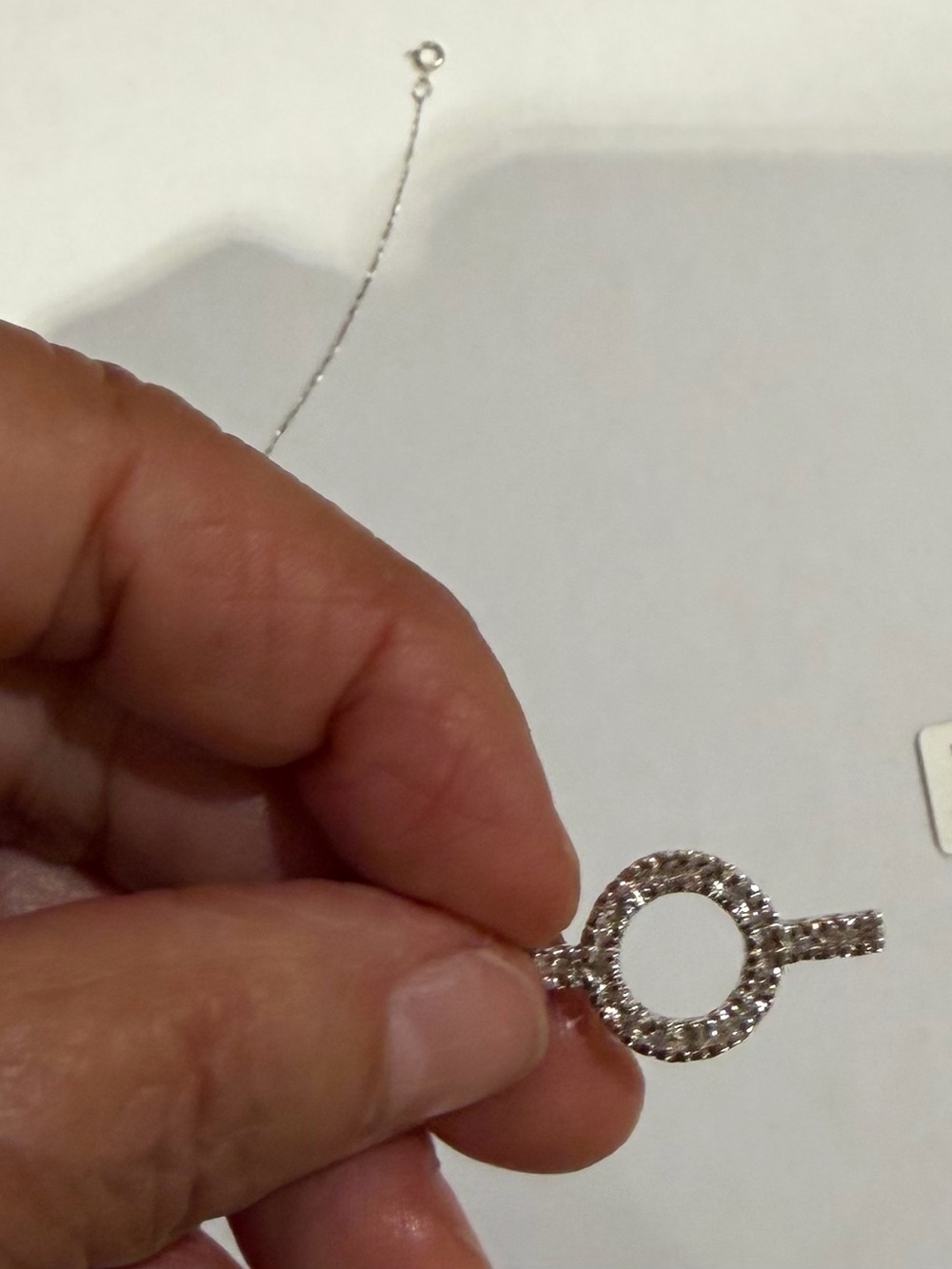 Sterling Silver Crystal Circle Pendant Necklace - Silver